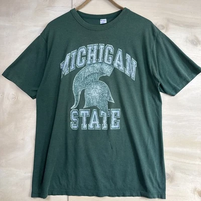 Vintage 80s Champion Michigan State Spartans T Shirt Distressed Sz XL USA - Image 1 of 4