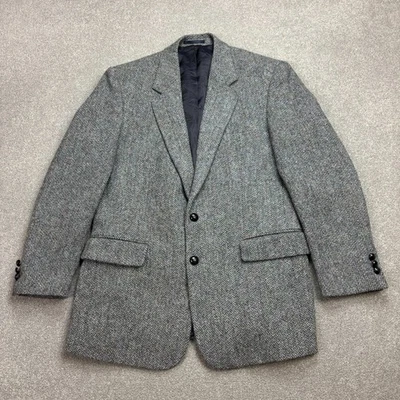 Harris Tweed Jacket Adult 42R Grey Country Hunting Outdoors Weave Blazer Men - Image 1 of 4