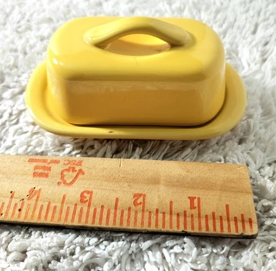 Chantal Mini Tiny Butter Dish Tray With Lid - Mustard Yellow Ceramic Kitchen Dec - Image 1 of 4