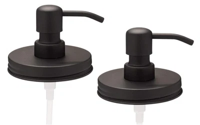2 Pack Stainless Steel Wide Mouth Mason Jar Soap Dispenser Lids for Canning Jars - Image 1 of 3