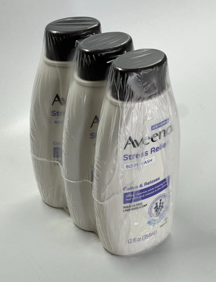 (3) Aveeno Stress-Relief Bodywash Calms & Relaxed Lavender Scent 12 Oz Each - Image 1 of 1