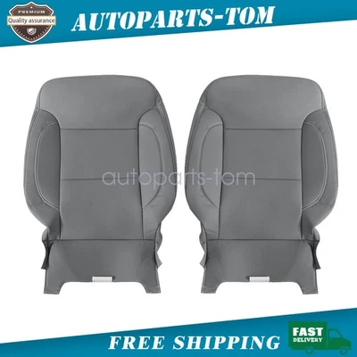 For 2014-2019 GMC Yukon Denali Driver & Passenger Top Leather Seat Cover Gray - Image 1 of 4