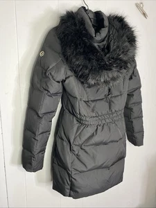 Calvin Klein Womens Goose Duck Down Snow Jacket Puffer Faux Fur Hooded 20x31 S - Picture 1 of 11