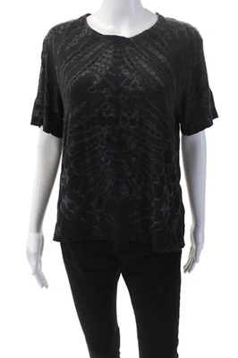 Raquel Allegra Womens Cotton Tie Dye Print Short Sleeve T-Shirt Green Size 1 - Image 1 of 4