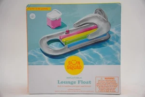 Sun Squad aufblasbarer Lounge Pool Schwimmer mit Kopfstütze und Getränkehalter - Bild 1 von 3