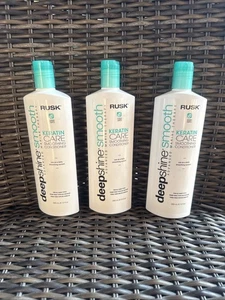 3 Pack Rusk Deep Shine Smooth Keratin Care Smoothing Conditioner 12 oz Repair - Picture 1 of 4