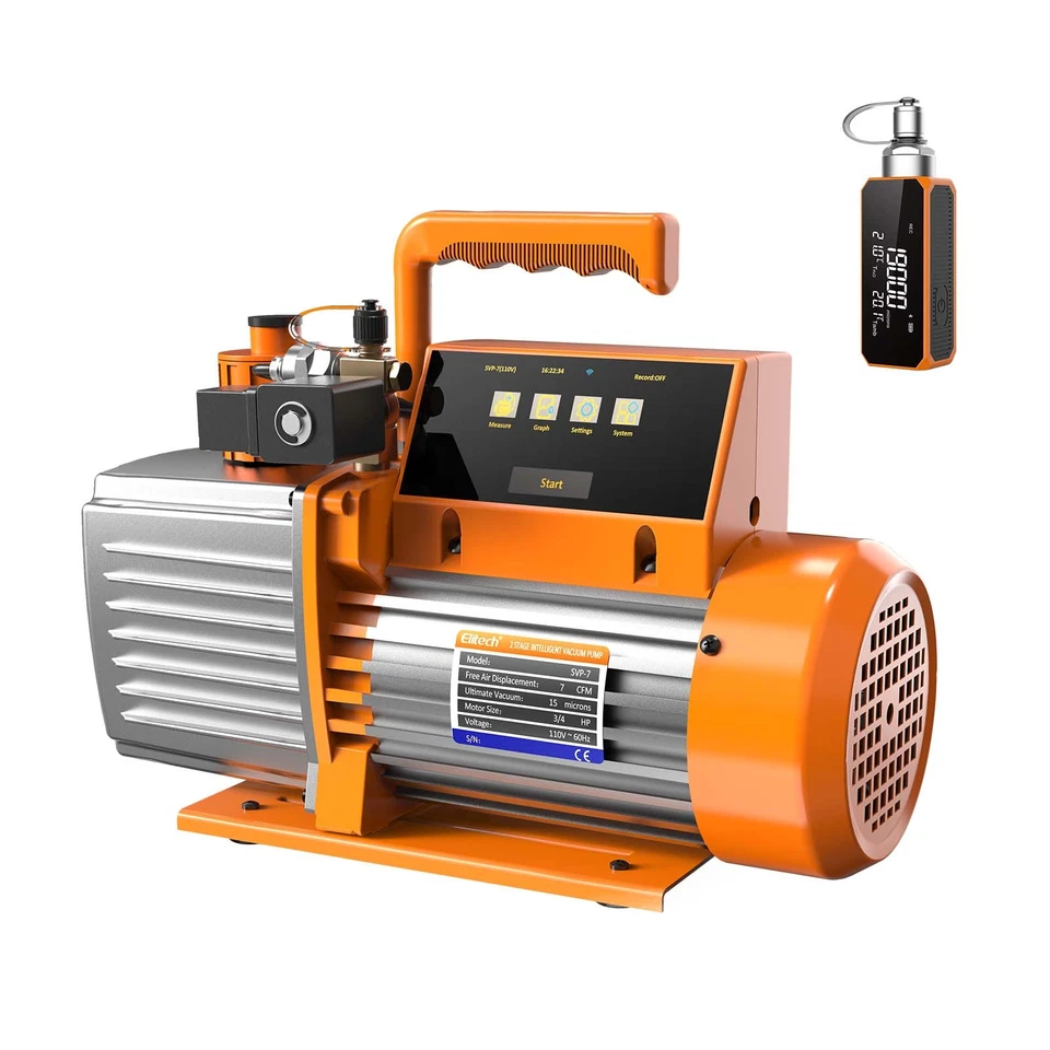 Elitech SVP-7 2 etapas 7CFM 3/4 hp bomba de vacío de aire acondicionado refrigerante HVAC pantalla táctil Foto 1 de 4