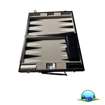 Großer Backgammon Kunstleder-Koffer - Schwarz  38 x 25 cm geschlossen - Bild 1 von 4