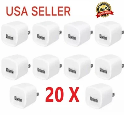 20x 1A USB Power Adapter AC Home Travel Charger US Plug FOR iPhone 6 7 8 X iPod - Image 1 of 2