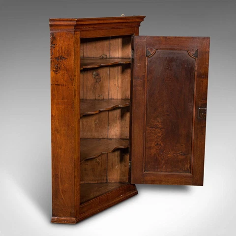 Antique Corner Cabinet, English, Wall Cupboard, Floor Standing, Georgian, C.1780 Cover