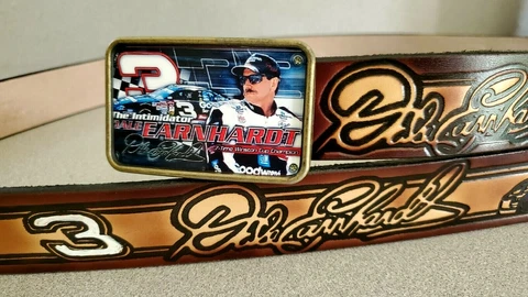 DALE EARNHARDT #3  Genuine Leather Belt & Matching  #3 Matching EPOXY Buckle Cover