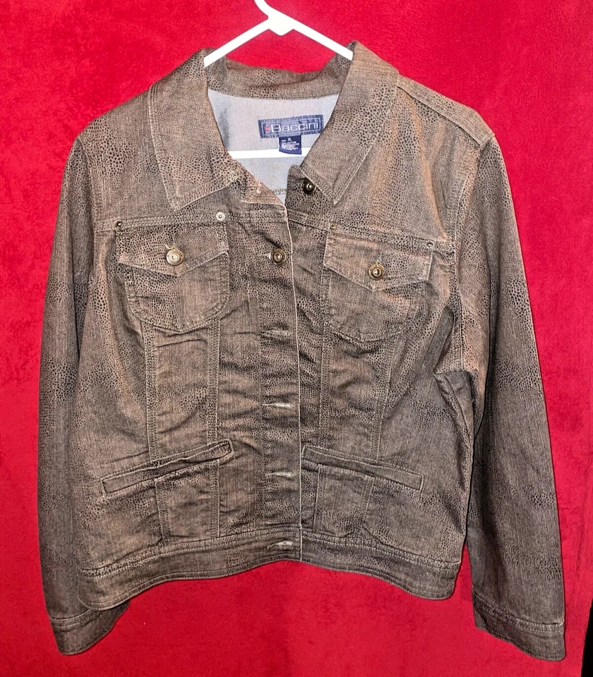 Baccini Womens Brown Denim Jacket Size XL Pockets - Image 1 of 4