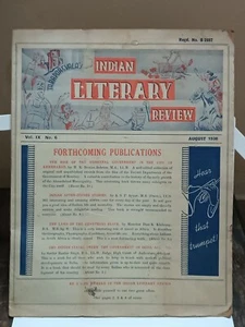 INDIA VINTAGE: INDIAN LITERARY REVIEW BY TARAPOREVALA AUG 1938 ENGLISH ILLUSTRAT - Picture 1 of 12