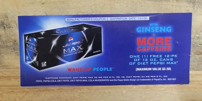 Vintage Diet Pepsi Max Coupon (12-Pack, expired coupon) Great for Coca-Cola, Dew - Image 1 of 3