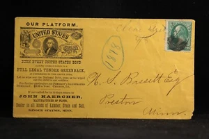 Minnesota: Cubierta publicitaria de partido de dólar político Clear Grit 1878, DPO - Imagen 1 de 2