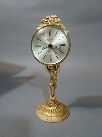 French "Stylebuilt" Small statue  Alarm clock, Gilded, Desk or Vanity Cover