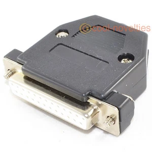 DB25 25 WAY D SUB FEMALE SOCKET CONNECTOR WITH BLACK HOOD/SHELL - Picture 1 of 3