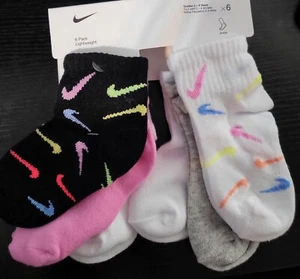 Nike Kleinkind 6 Paar gepolsterte Söckchen 6er-Pack Größe 12M 24M 2T 4T pink lila - Bild 1 von 11