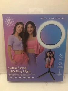 Dixie & Charli Selfie / Vlog LED RING LIGHT w Table Stand & Wired Remote NIB - Picture 1 of 2