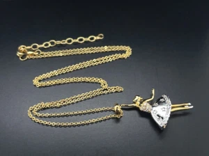 JEWELLERY HUNTING NECKLACE & PENDANT TWO TONE WITH CUBIC ZIRCONIA - Picture 1 of 4