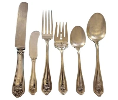 Basket of Flowers by D&H Sterling Silver Flatware Set Service 40 pcs M Monogram - Image 1 of 4