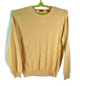Izod Cable Knit Sweater Men's Size XL Crew Neck Long Sleeves Pullover Yellow - Picture 1 of 10