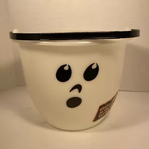 Candy Glow In The Dark Halloween Pail Bucket Handle Trick Treat Face 7 Inch Vtg - Picture 1 of 6