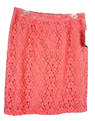 APT. 9 Women's Coral Floral Lace Overlay Beige Lined Pencil Skirt Size 8 NWT - Image 1 of 4