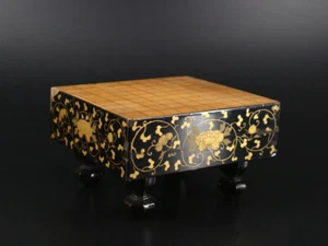 USED Lacquerware Go board Yanagiyama miniature Go board set (with Go stone) - Picture 1 of 10