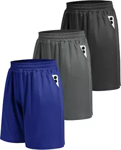 5 Pack Athletic Gym Mens Shorts - Workout Black Quick Dry Basketball Shorts with - Picture 1 of 12