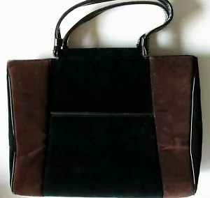 Vintage KADIN schwarz braun Wildleder Handtasche USA - Bild 1 von 4