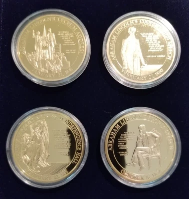 Set of 4 Abraham Lincoln Coins 2011 RARE Gold Plated * 1 / 9,999 Proof *COA * - Image 1 of 4