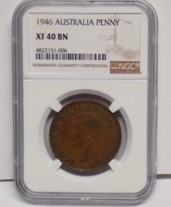 1946 AUSTRALIA PENNY XF 40 BN XF40 Australian NGC Grade Certified KEY DATE Coin  - Picture 1 of 7