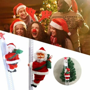 Weihnachtsdeko Musik Elektrische Kletternder Weihnachtsmann auf Leiter Nikolaus - Bild 1 von 15