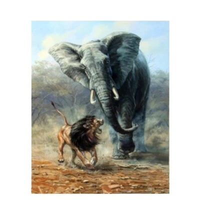 Paint By Numbers Adults kids Lion Elephant DIY Painting Kit 40x50CM Canvas - Image 1 of 4