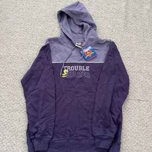 Vintage New 90s Looney Tunes Tweety Bird Sweatshirt Hoodie! Trouble Sz S Purple - Picture 1 of 4