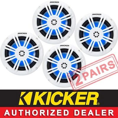2 PAIRS/4 KICKER 51KM604WL MARINE/BOAT AUDIO 6.5"2WAY KM SERIES RGB LED SPEAKERS - Image 1 of 4