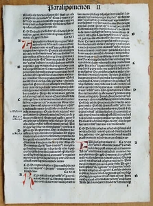 Paralipomenon - Original Incunable Leaf Biblia latina Amerbach Basel - 1491 - Picture 1 of 2