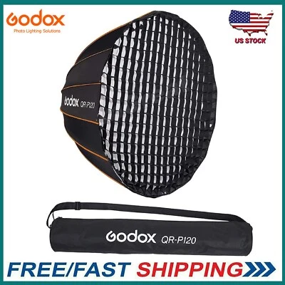 Caja blanda parabólica profunda Godox QR-P120 47"/120 cm montaje Bowens de liberación rápida con rejilla Foto 1 de 4
