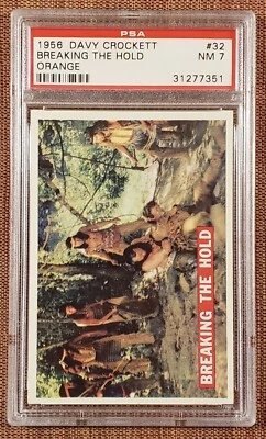 1956 Orange Davy Crockett #32 Breaking the Hold Original Collector Card PSA 7 NM - Image 1 of 2