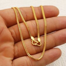 22k Gold Necklace 22.5 Inche Yellow Gold Box Chain Unisex Fine Handmade Jewelry