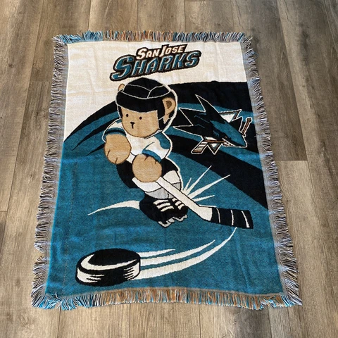 San Jose Sharks Tapestry throw blanket Made In USA Hand Made official NHL Cover