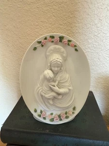 RUSS Religiosa Madre María Sosteniendo al Niño Jesús Rosa Flores Porcelana Luz LEER - Imagen 1 de 5