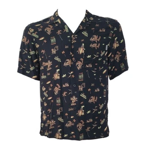 Camisa Carhartt WIP Club Pacific Hawaiana Abotonada Manga Corta Negra Pequeña - Imagen 1 de 5