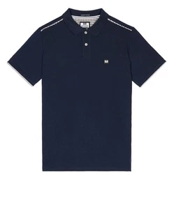Weekend Offender Mens Polo Shirt Check Sakai Logo Branded Top in Navy Blue - Picture 1 of 12