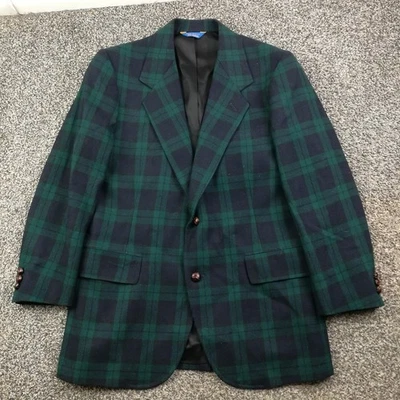 Vintage Pendleton Blazer Sport Coat Flannel Wool Blackwatch Plaid 40R USA Made - Image 1 of 4