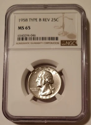 1958 Washington Quarter Type B Reverse Variety FS-901 MS65 NGC - Image 1 of 2