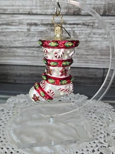 Medias vintage de vidrio RADKO "COOKIES N BASTONES" pan de jengibre 5" 1997 rojo - Imagen 1 de 6