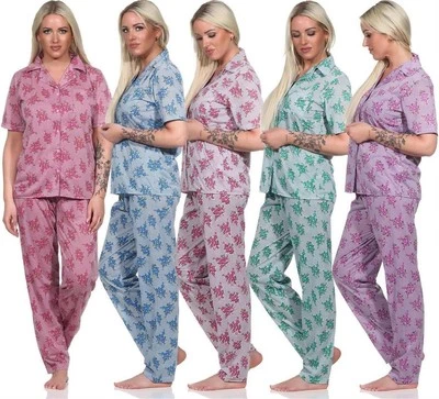 ELOMODA Damen Pyjama zweiteiliger Schlafanzug Pyjama-Set; M L XL 2XL