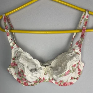 Reggiseno Warner's bianco rosa rose taglia 34C cotone ferretto - Foto 1 di 6
